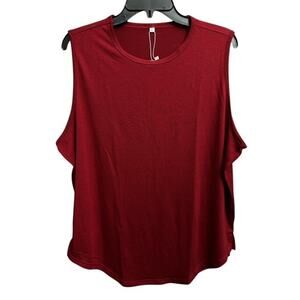 LecGee Men's Large Tank Top Bold Red Burgundy Gym Fitness Workout Shirt Dry Fit